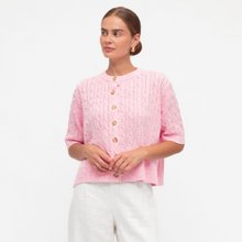 Load image into Gallery viewer, Ella Cable Knit Cardigan Pink 100% Cotton