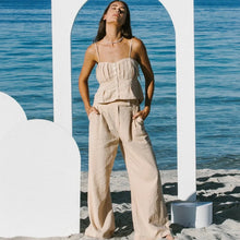 Load image into Gallery viewer, SALT Linen Pleat Cami Sand