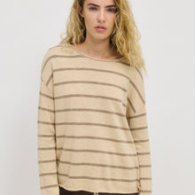 Load image into Gallery viewer, Minnie Stripe Blonde Mocha Top 100% Cotton