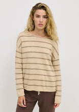 Load image into Gallery viewer, Minnie Stripe Blonde Mocha Top 100% Cotton
