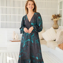 Load image into Gallery viewer, Midnight Lilly Long Sleeve Carmen Dress