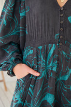 Load image into Gallery viewer, Midnight Lilly Long Sleeve Carmen Dress