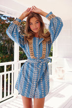 Load image into Gallery viewer, Bohemian Blues Moonstone Shirtdress
