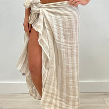 Load image into Gallery viewer, Euro Summer Scarf/Sarong Natural & White 100% Linen