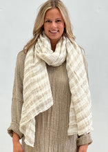 Load image into Gallery viewer, Euro Summer Scarf/Sarong Natural & White 100% Linen