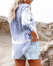 Load image into Gallery viewer, Bay Striped Cotton Shirt Denim Blue