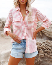 Load image into Gallery viewer, Bay Striped Cotton Shirt Pink