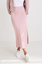 Load image into Gallery viewer, Blush Satin Side Split Bias Midi Skirt