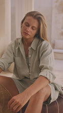 Load and play video in Gallery viewer, Harper Oversized Linen Shirt Seafoam