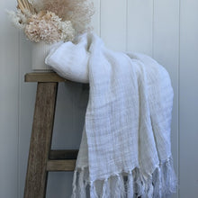 Load image into Gallery viewer, Audrey Throw Optic White Mesh Stonewashed Heavy 100% Linen