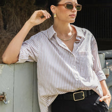 Load image into Gallery viewer, You Got This Ecru Stripe Poplin Oversized Shirt