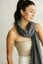 Load image into Gallery viewer, French Riviera 100% Cotton Scarf Charcoal Grey 2m x 1m