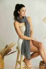 Load image into Gallery viewer, French Riviera 100% Cotton Scarf Charcoal Grey 2m x 1m