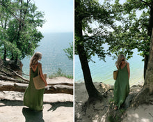 Load image into Gallery viewer, Nanami Dress Olive 100% Linen