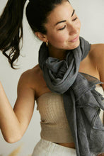 Load image into Gallery viewer, French Riviera 100% Cotton Scarf Charcoal Grey 2m x 1m