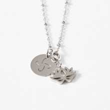 Load image into Gallery viewer, Tabono & Lotus Charm Ball Chain Necklace