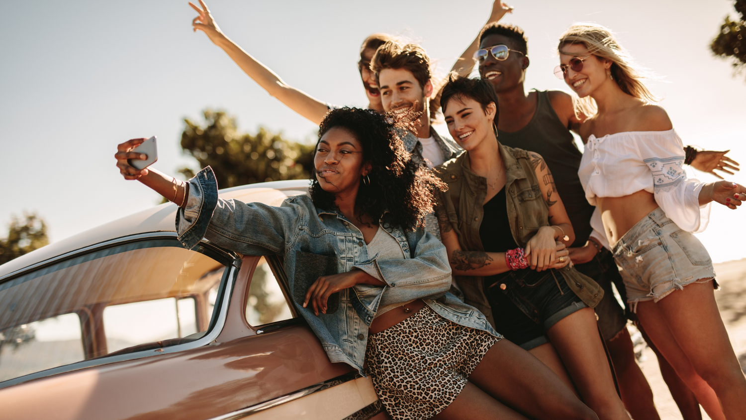 Group of friends Hit The Road