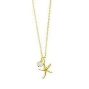 Starfish and Pearl Necklace Yellow Gold - Desert to Ocean