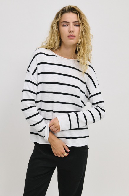 Minnie Stripe Black Top 100% Cotton
