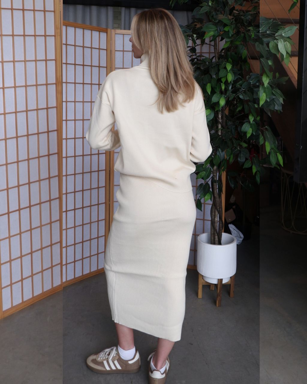 Evie Rib Knit Midi Skirt Set