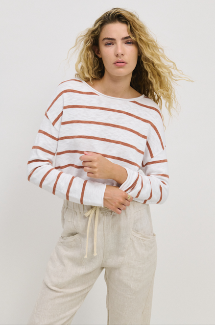 Minnie Stripe Terracotta Top 100% Cotton