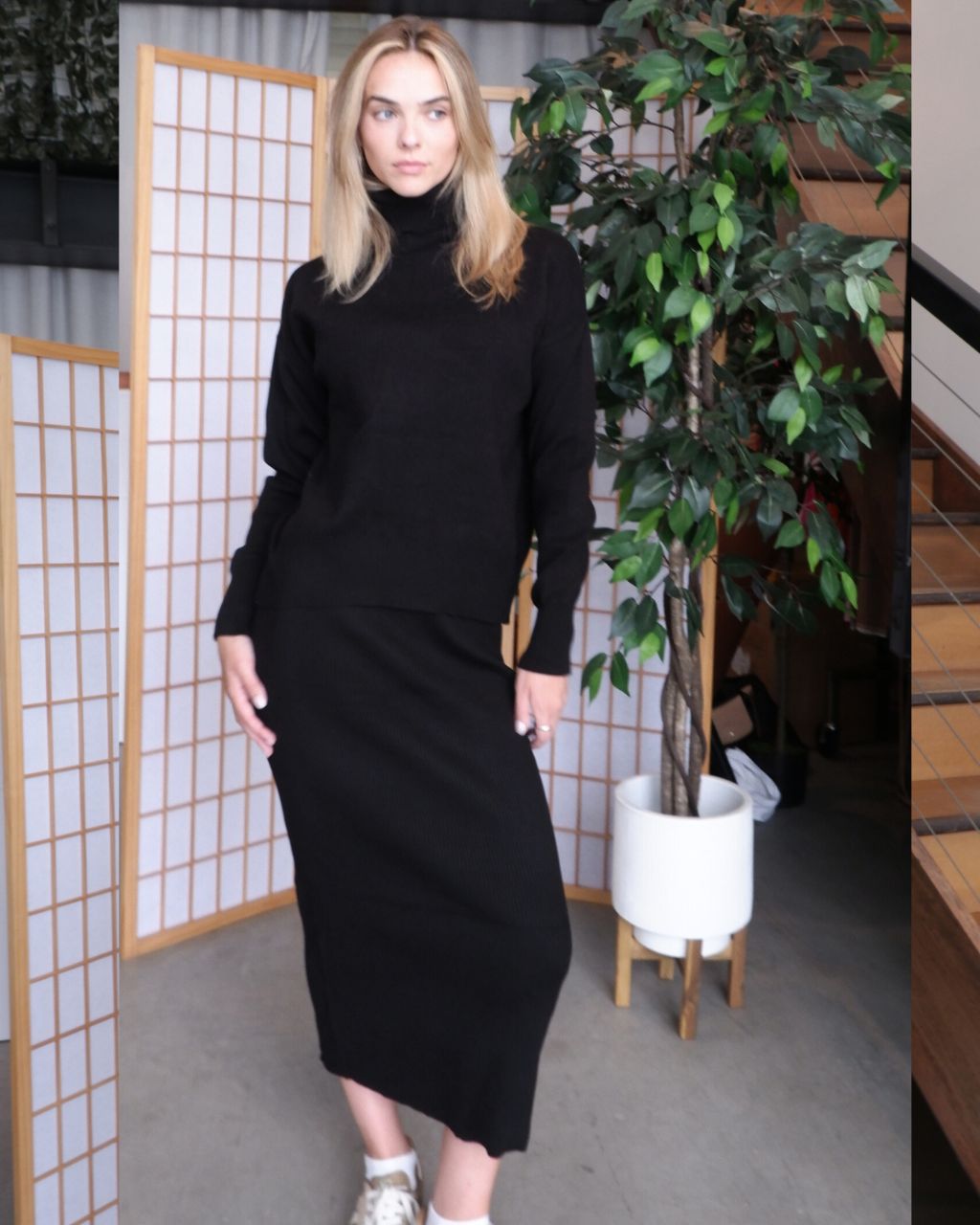 Evie Rib Knit Midi Skirt Set