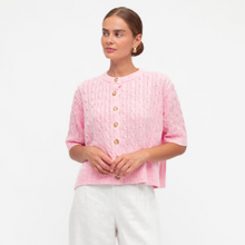 Load image into Gallery viewer, Ella Cable Knit Cardigan Pink 100% Cotton
