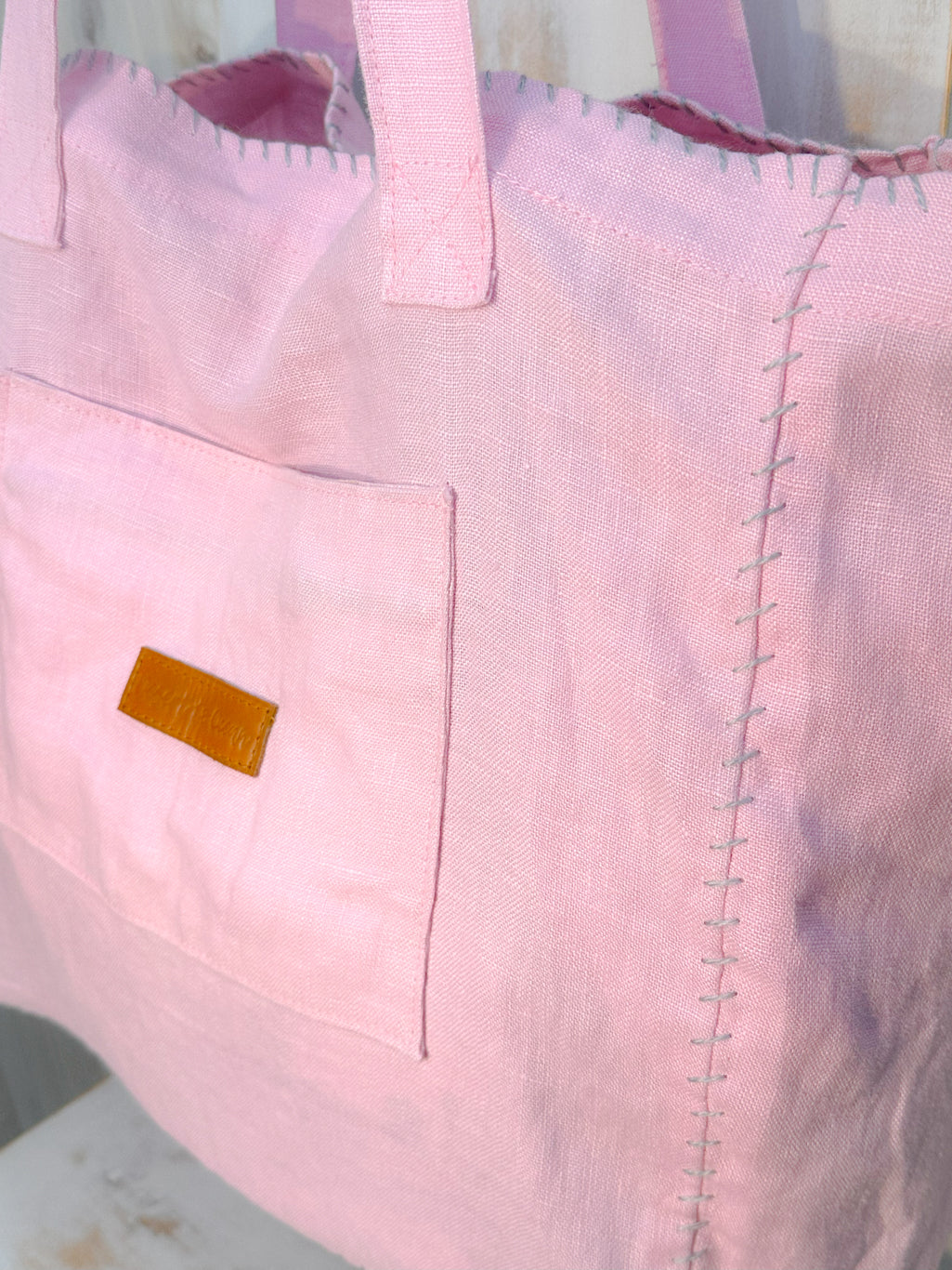 Journey Linen Tote Contrast Stitching