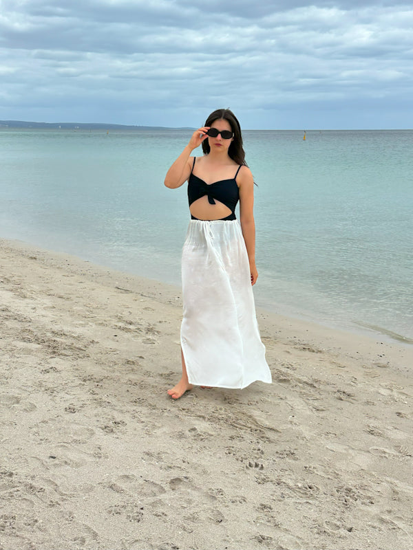 Castaway Maxi Slip Skirt Ivory