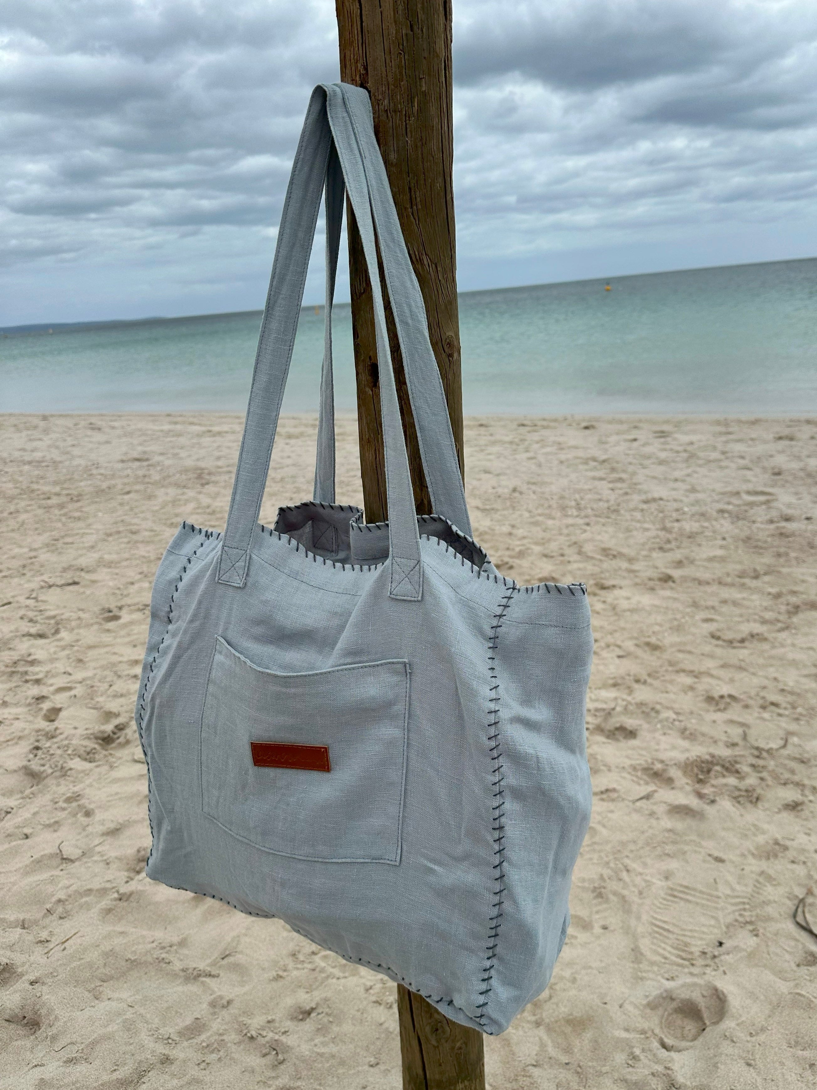 Journey Linen Tote Contrast Stitching