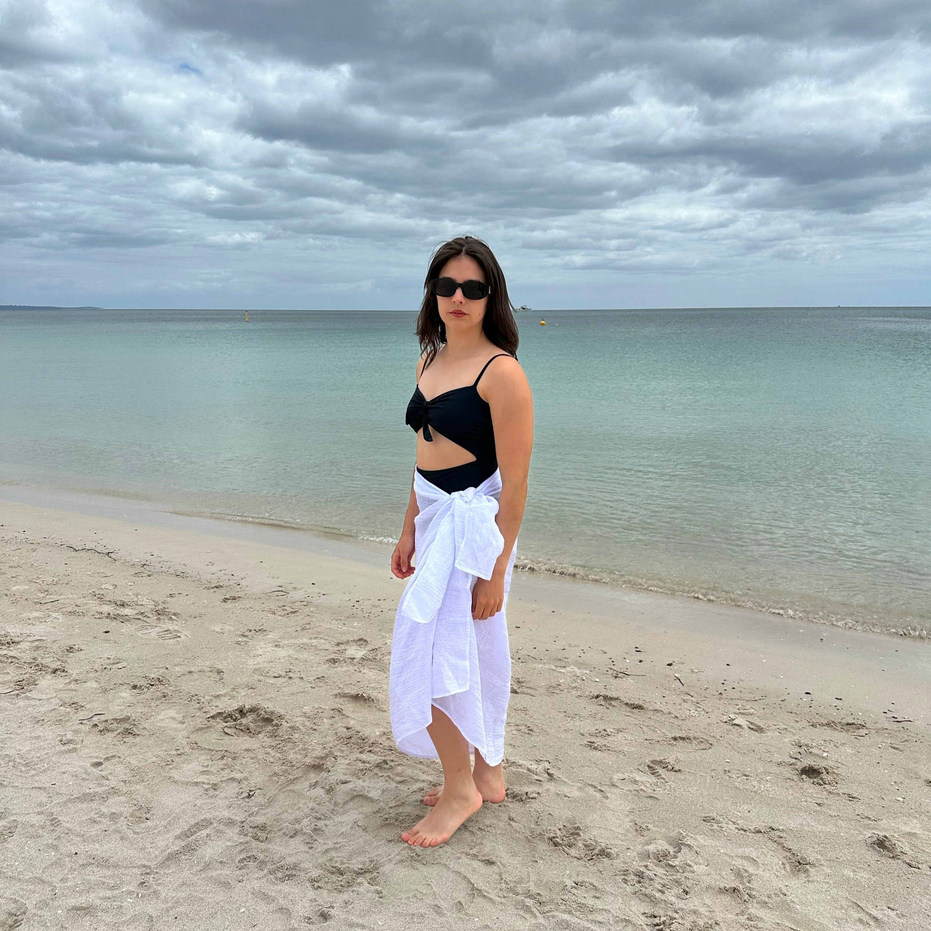 Breeze Rami Pareo Sarong White