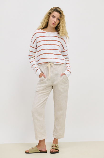 Minnie Stripe Terracotta Top 100% Cotton