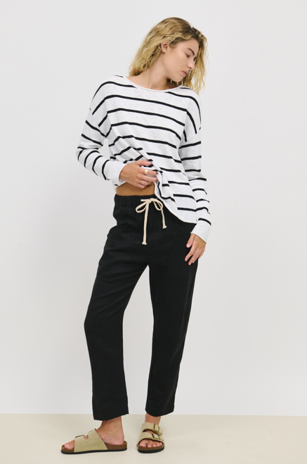 Minnie Stripe Black Top 100% Cotton