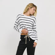 Minnie Stripe Black Top 100% Cotton