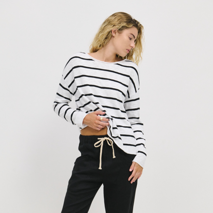 Minnie Stripe Black Top 100% Cotton