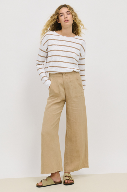 Minnie Stripe Taupe Top 100% Cotton