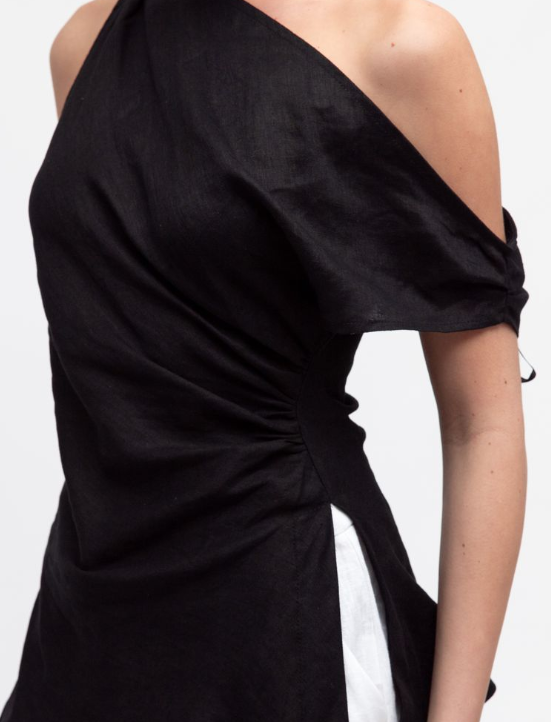 Mia Off Shoulder Top 100% Linen - Desert to Ocean