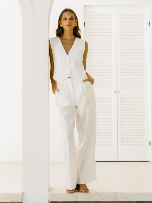 Castaway Pant White 100% Linen