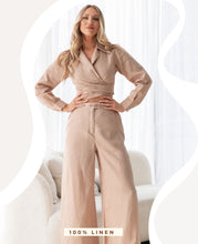 Load image into Gallery viewer, Wrap Up Pant Beige 100% Linen
