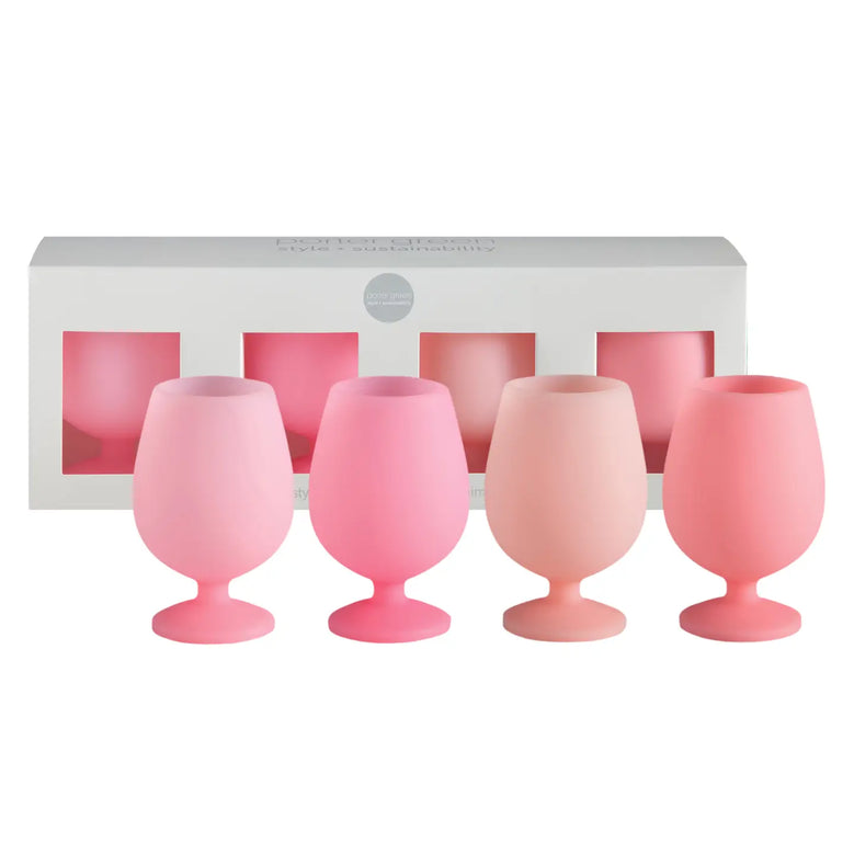 Rose Stemm Silicone Wine Glasses Set 4