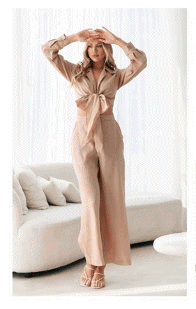 Wrap Up Pant Beige 100% Linen