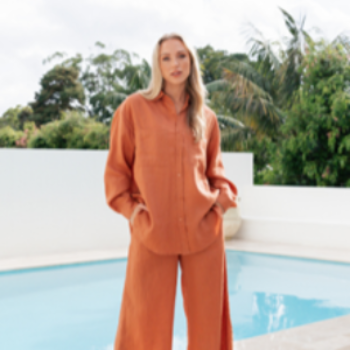Linen Flair Shirt Mocha - Desert to Ocean
