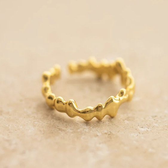 Alaia Irregular Shaped S925 Yellow Gold Plated Ring - Desert to Ocean