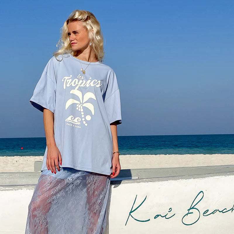 Palm Tropics T-shirt Blue