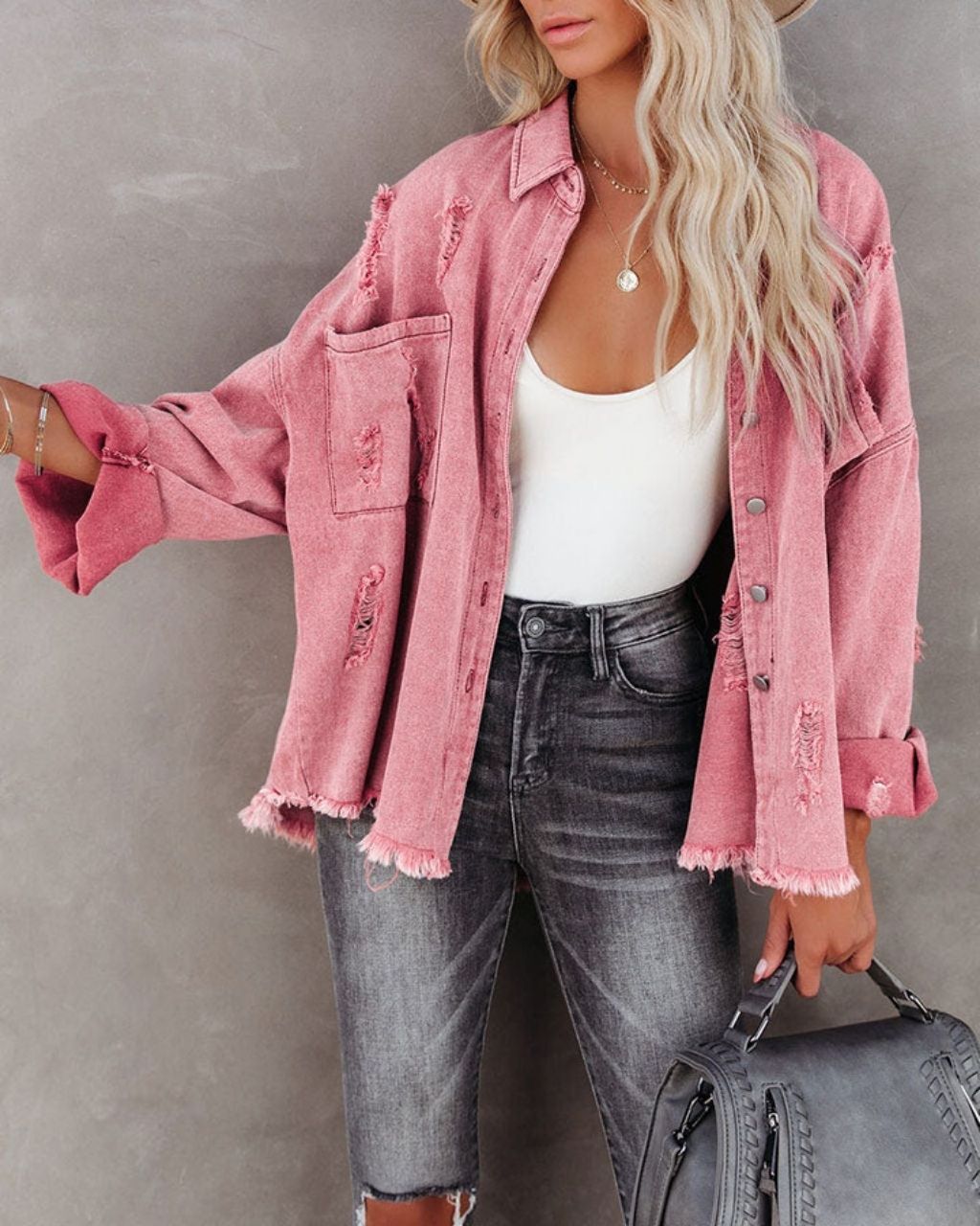 In the Fray Jacket Pink