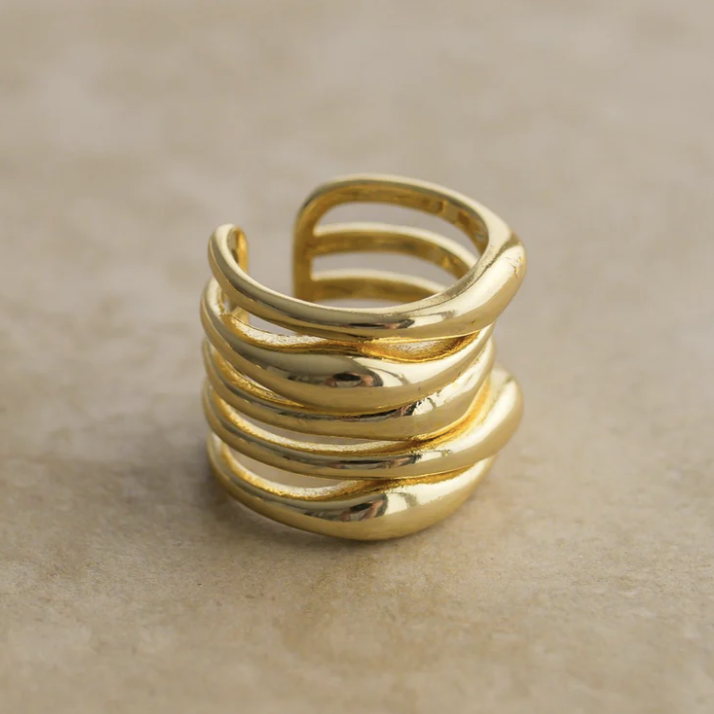 Capulet S925 Yellow Gold Plated Adjustable Ring