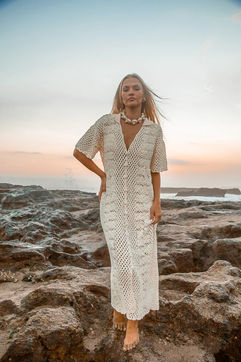 crochet dress australia Crochet Maxi Dress M/L (12-14) Desert to Ocean