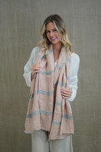 Load image into Gallery viewer, Dolce Scarf Pink &amp; Grey Stripe 100% Linen
