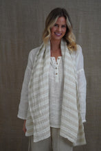 Load image into Gallery viewer, Dolce Scarf White &amp; Natural Stripe 100% Linen
