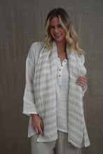 Load image into Gallery viewer, Dolce Scarf White &amp; Natural Stripe 100% Linen
